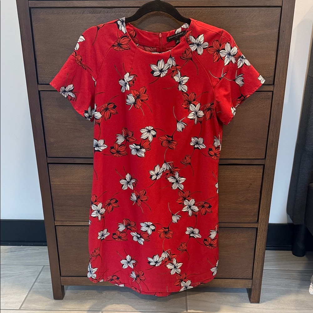 Banana Republic Red Floral Mini Dress Sz 6P